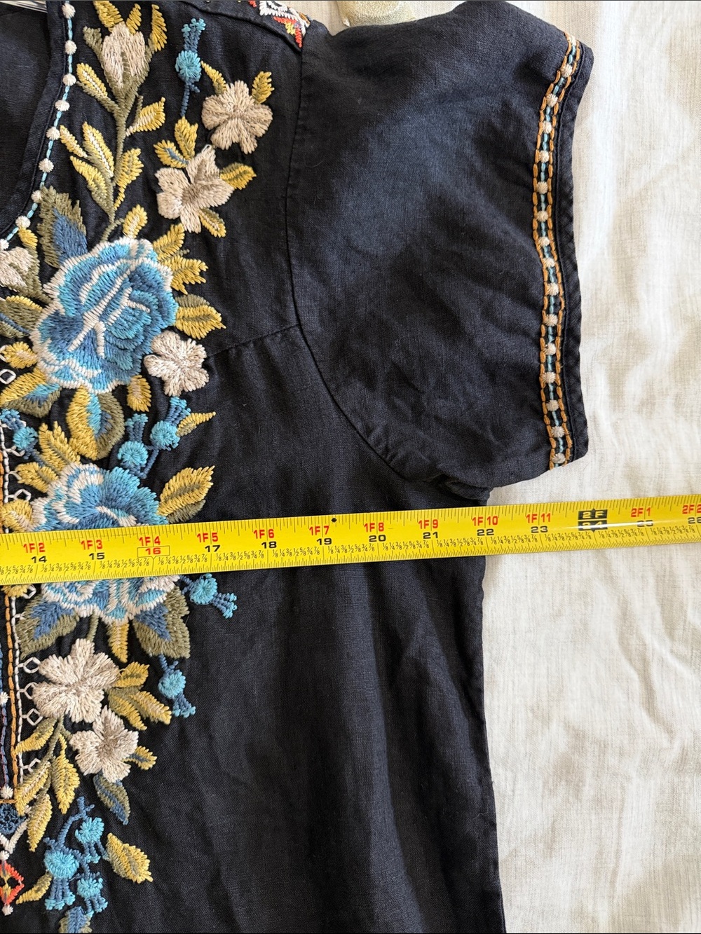 Johnny Was Embroidered Tunic Dress 100% Linen Western Size Large - Picture 7 of 9